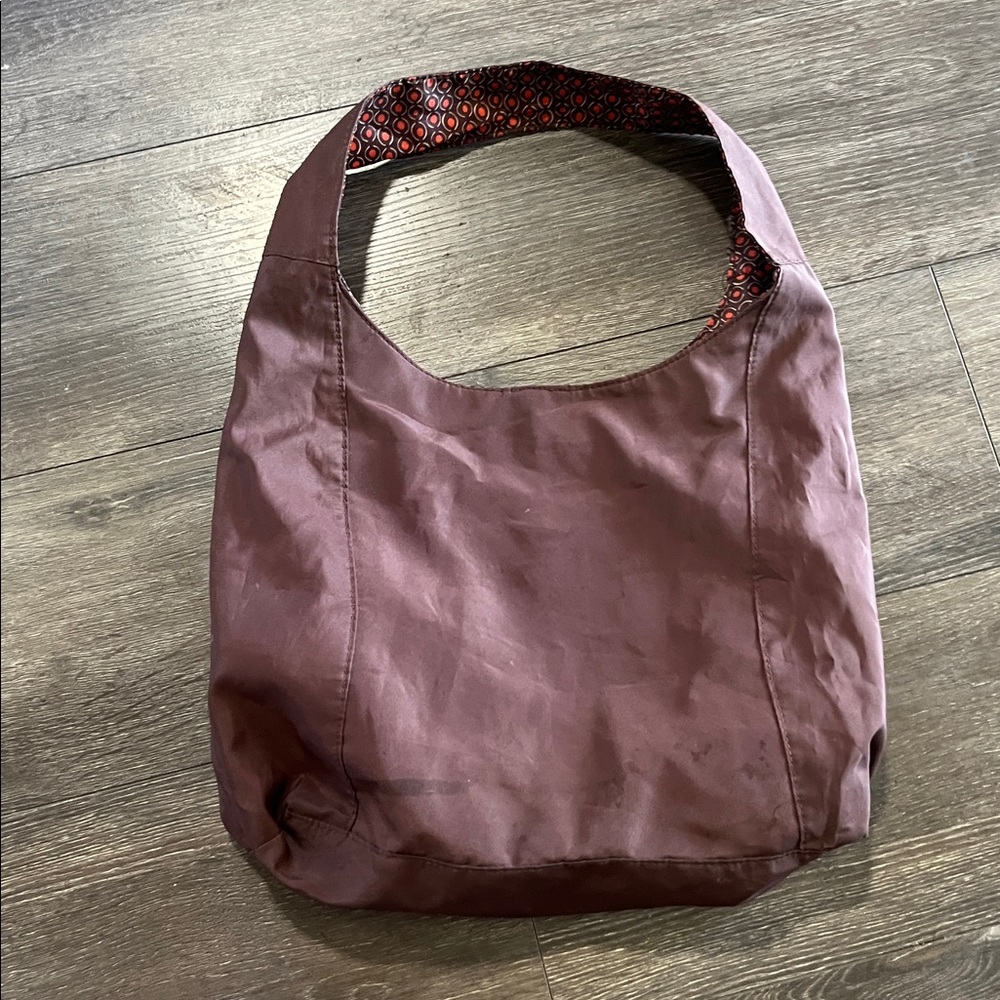 Patterned Hobo Shoulder Bag reversible brown and … - image 7